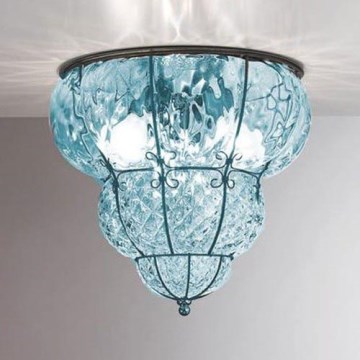SIRU - Stropna svjetiljka CLASSIC 3xE14/40W/230V pr. 25 cm plava/crna murano staklo