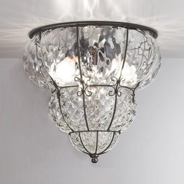 SIRU - Stropna svjetiljka CLASSIC 3xE14/40W/230V pr. 25 cm prozirna/crna murano staklo