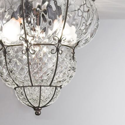 SIRU - Stropna svjetiljka CLASSIC 3xE14/40W/230V pr. 25 cm prozirna/crna murano staklo