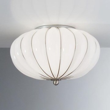 SIRU - Stropna svjetiljka GIOVE 2xE14/40W/230V pr. 29 cm mat krom/bijela murano staklo