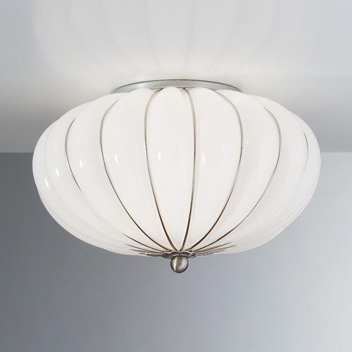 SIRU - Stropna svjetiljka GIOVE 2xE14/40W/230V pr. 29 cm mat krom/bijela murano staklo