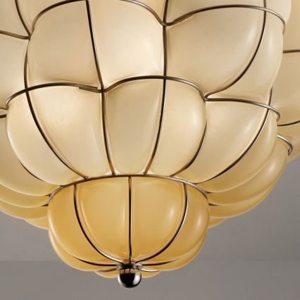 SIRU - Stropna svjetiljka POUFF 3xE27/60W/230V sjajni krom/bež murano staklo