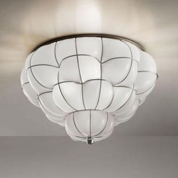 SIRU - Stropna svjetiljka POUFF 3xE27/60W/230V sjajni krom/bijela murano staklo