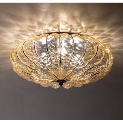 SIRU - Stropna svjetiljka SOLE 3xE14/40W/230V pr. 31 cm bež/mat krom murano staklo