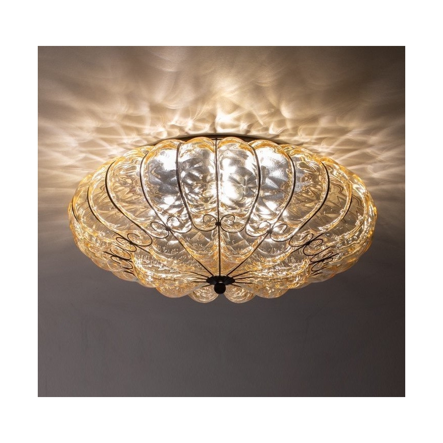 SIRU - Stropna svjetiljka SOLE 3xE14/40W/230V pr. 31 cm bež/mat krom murano staklo