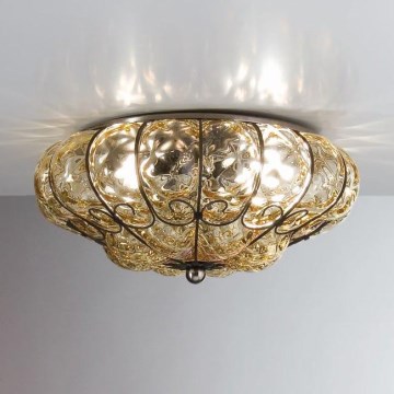 SIRU - Stropna svjetiljka SOLE 3xE14/40W/230V pr. 31 cm bež/mat krom murano staklo