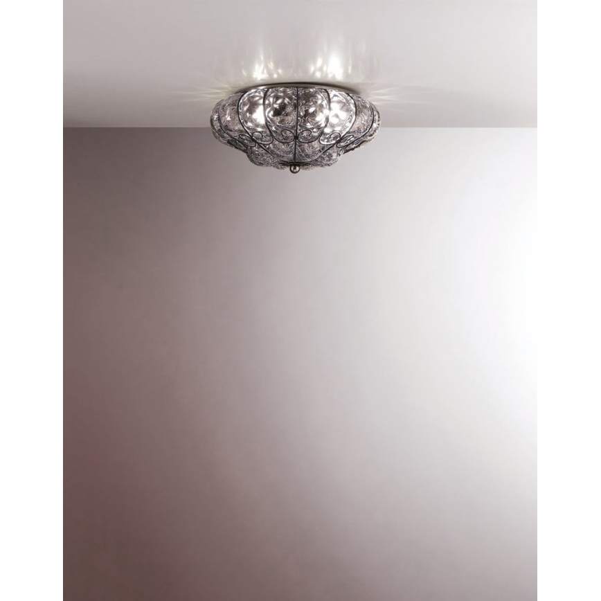 SIRU - Stropna svjetiljka SOLE 3xE14/40W/230V pr. 31 cm prozirna/mat krom murano staklo