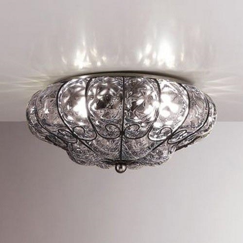 SIRU - Stropna svjetiljka SOLE 3xE14/40W/230V pr. 31 cm prozirna/mat krom murano staklo