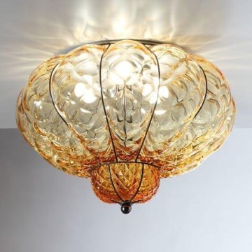 SIRU - Stropna svjetiljka SULTANO 3xE14/40W/230V pr. 34 cm bež/crna murano staklo