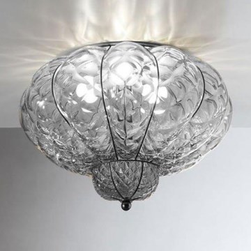 SIRU - Stropna svjetiljka SULTANO 3xE14/40W/230V pr. 34 cm prozirna/crna murano staklo