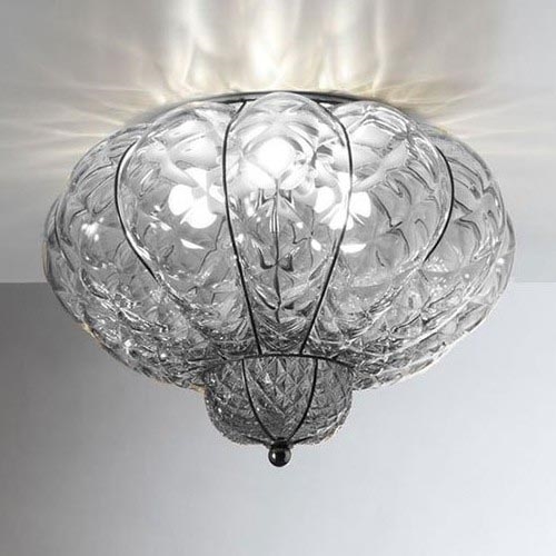 SIRU - Stropna svjetiljka SULTANO 3xE14/40W/230V pr. 34 cm prozirna/crna murano staklo