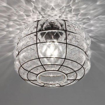 SIRU - Stropna svjetiljka TERRA 1xE27/60W/230V crna/prozirna murano staklo