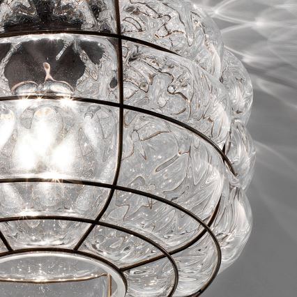 SIRU - Stropna svjetiljka TERRA 1xE27/60W/230V crna/prozirna murano staklo