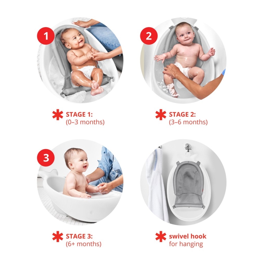 Skip Hop - Dječja kadica s ergonomskom podlogom MOBY 3 bijela