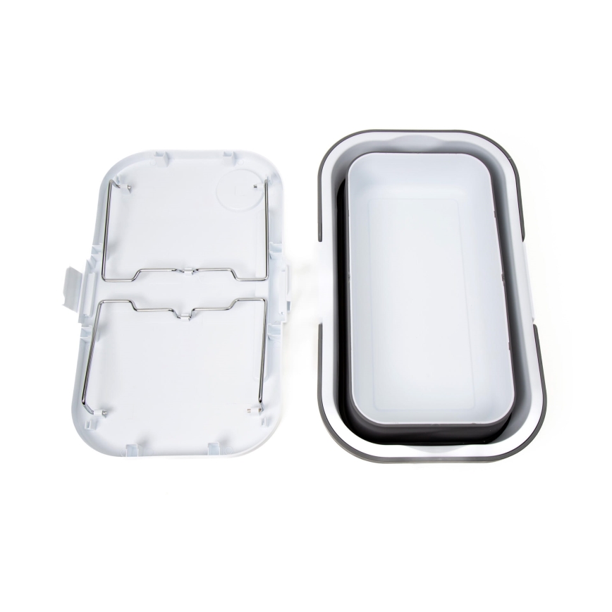 Sklopiva kamperska piknik košara s poklopcem 2u1 bijela/siva