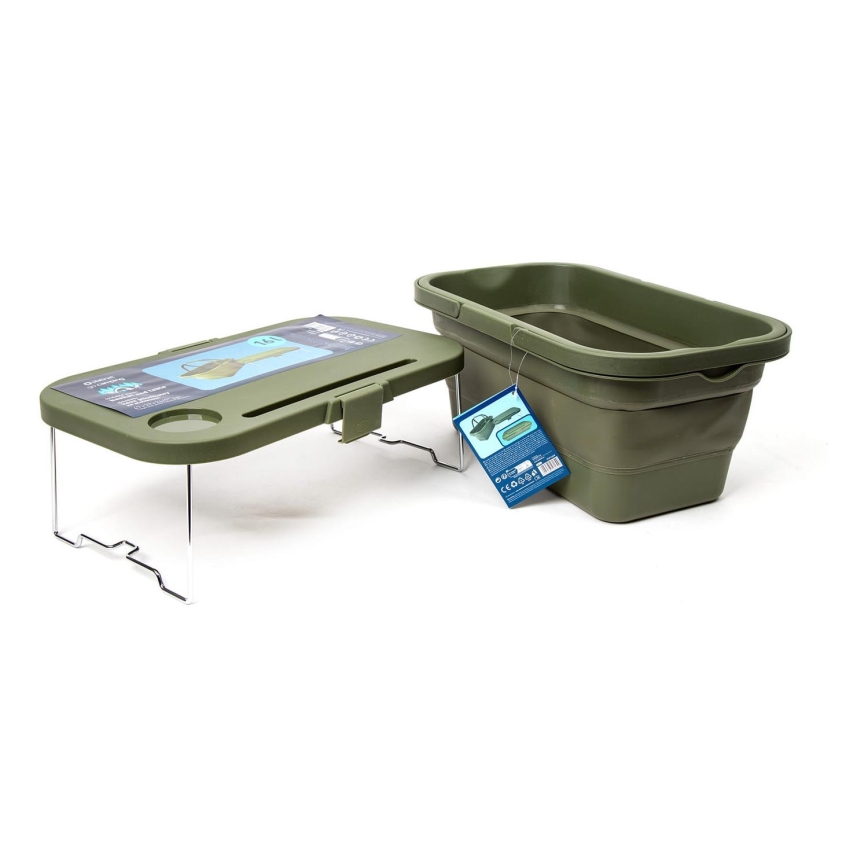Sklopiva kamperska piknik košara s poklopcem 2u1 zelena