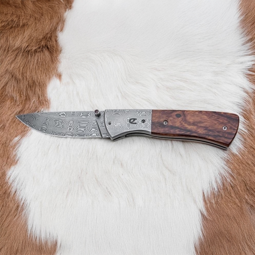 Sklopivi damask nož 8 cm ironwood