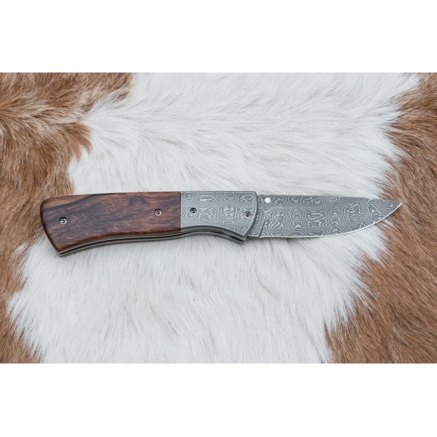 Sklopivi damask nož 8 cm ironwood