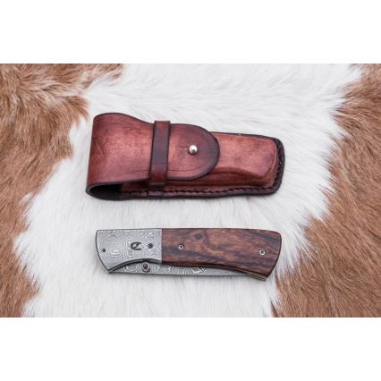 Sklopivi damask nož 8 cm ironwood