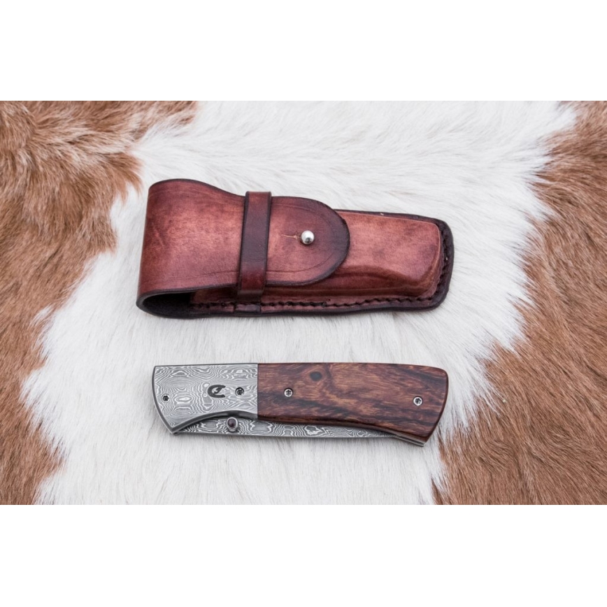 Sklopivi damask nož 8 cm ironwood