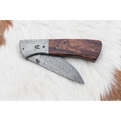Sklopivi damask nož 8 cm ironwood