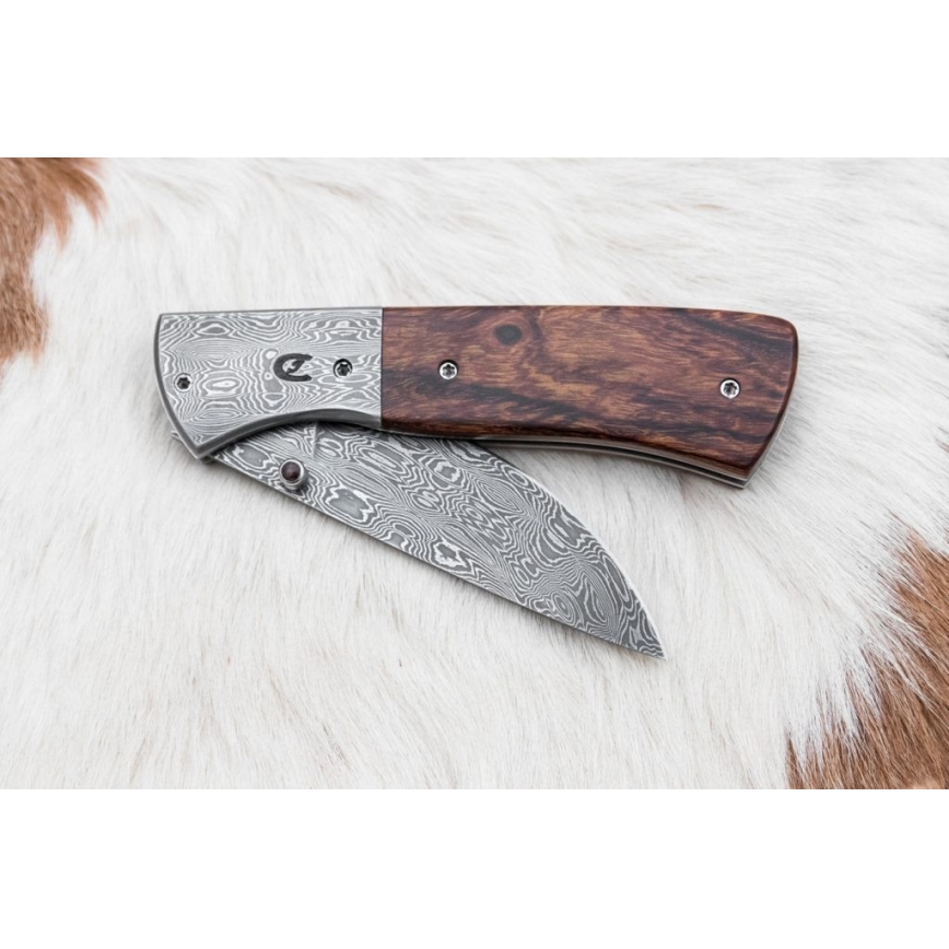 Sklopivi damask nož 8 cm ironwood