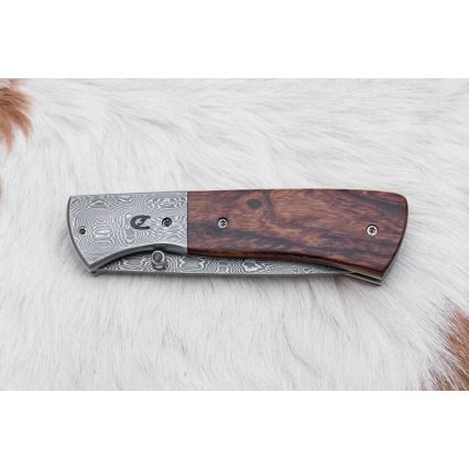 Sklopivi damask nož 8 cm ironwood