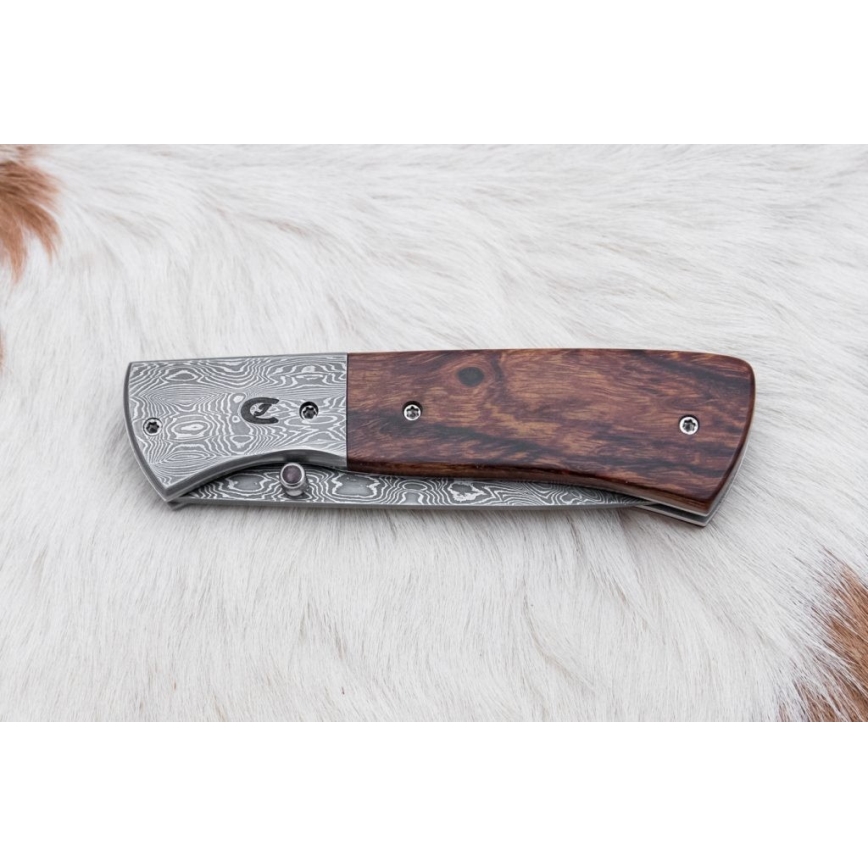 Sklopivi damask nož 8 cm ironwood