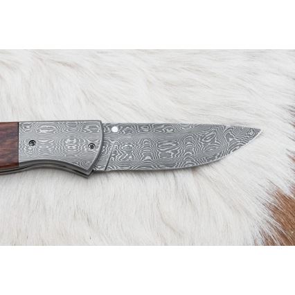 Sklopivi damask nož 8 cm ironwood