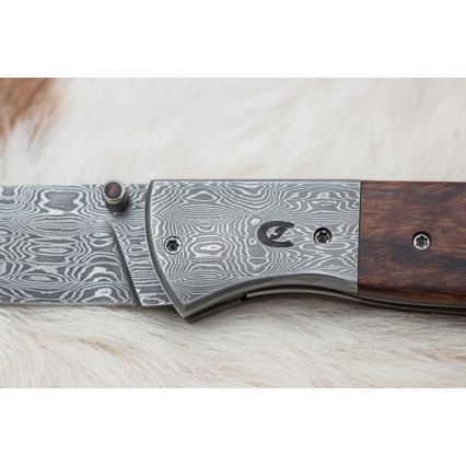 Sklopivi damask nož 8 cm ironwood