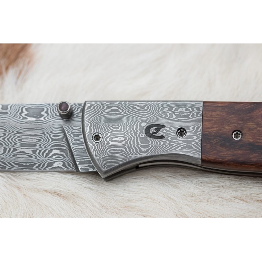 Sklopivi damask nož 8 cm ironwood