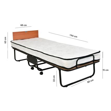 Sklopivi metalni jednokrevetni krevet HERON 80x190 cm, bijele boje, nosivost 120 kg