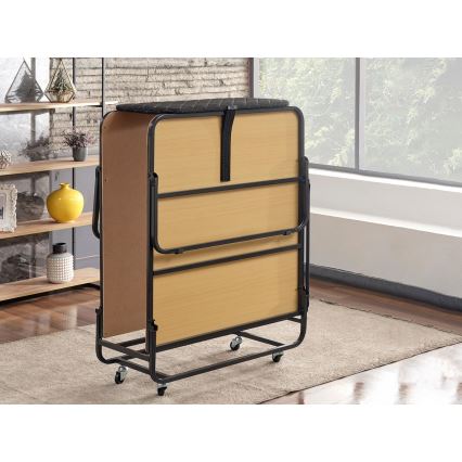 Sklopivi metalni jednokrevetni krevet s madracem HERON 90x204 cm bijeli