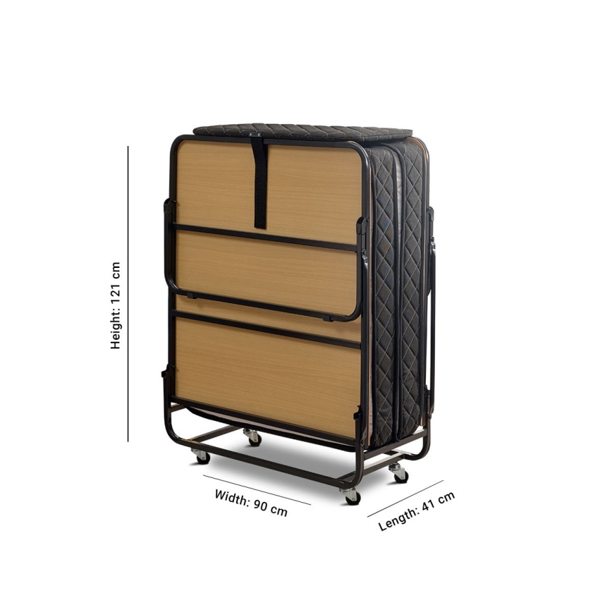 Sklopivi metalni jednokrevetni krevet s madracem HERON 90x204 cm bijeli