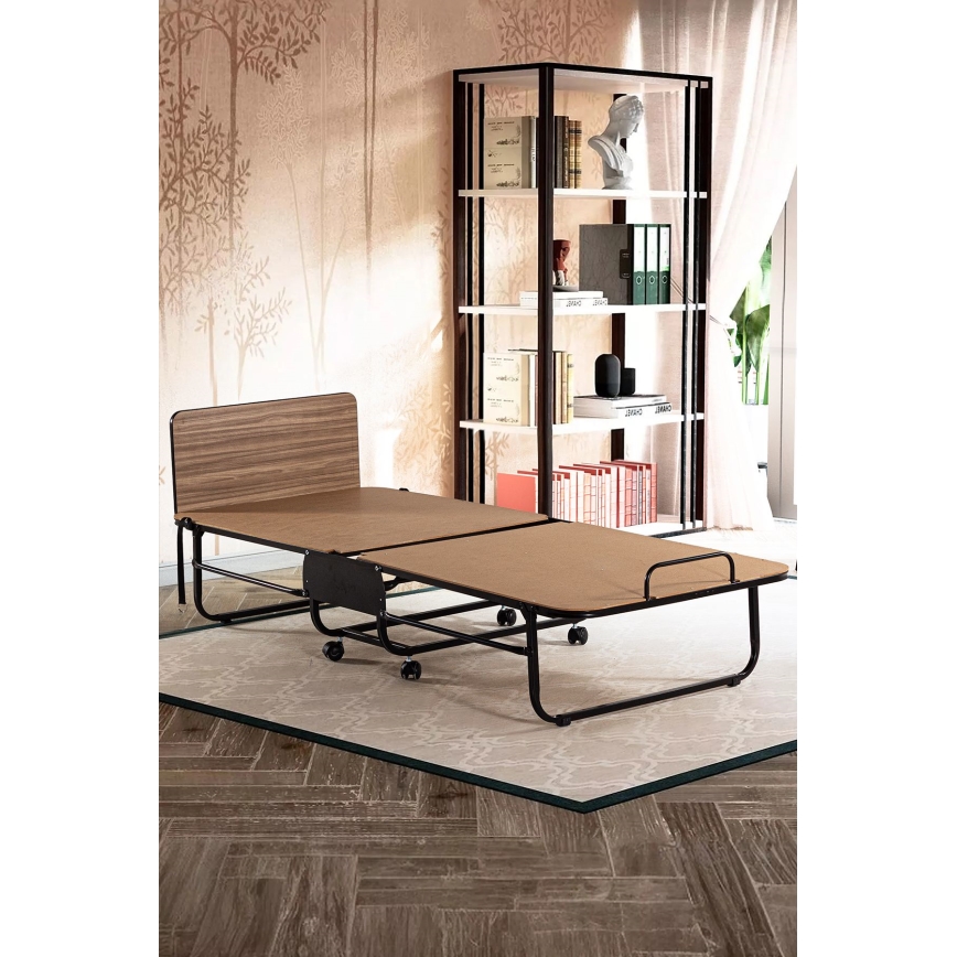 Sklopivi metalni krevet za jednu osobu s madracem HERON 80x190 cm, bijeli, nosivost 120 kg