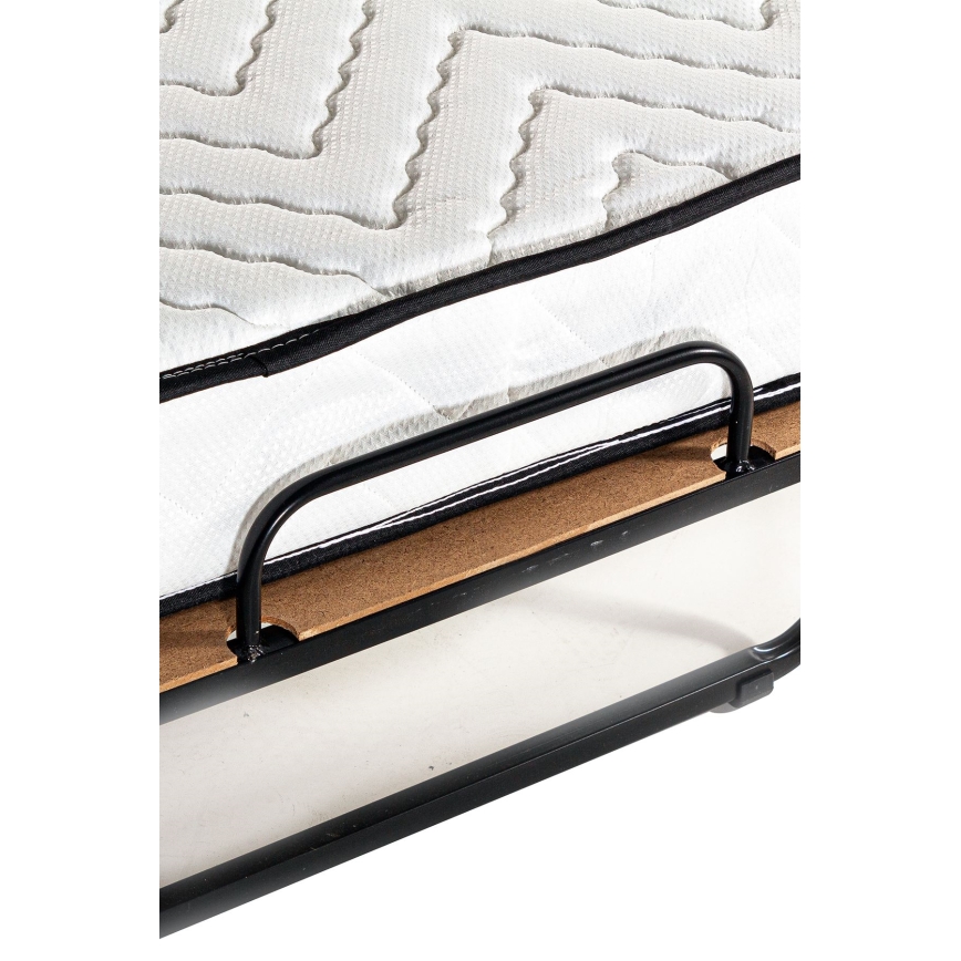 Sklopivi metalni krevet za jednu osobu s madracem HERON 80x190 cm, bijeli, nosivost 120 kg