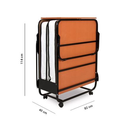 Sklopivi metalni krevet za jednu osobu s madracem HERON 80x190 cm, bijeli, nosivost 120 kg