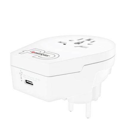 Putni adapter Europe USB C20PD za posjetitelje u Češkoj — brz USB‑C punjač 20W, kompatibilan s utičnicama tipa E/F