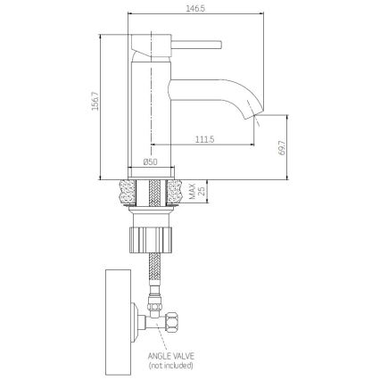 Slavina za umivaonik ANHOLT 15,6 cm sjajni mesing