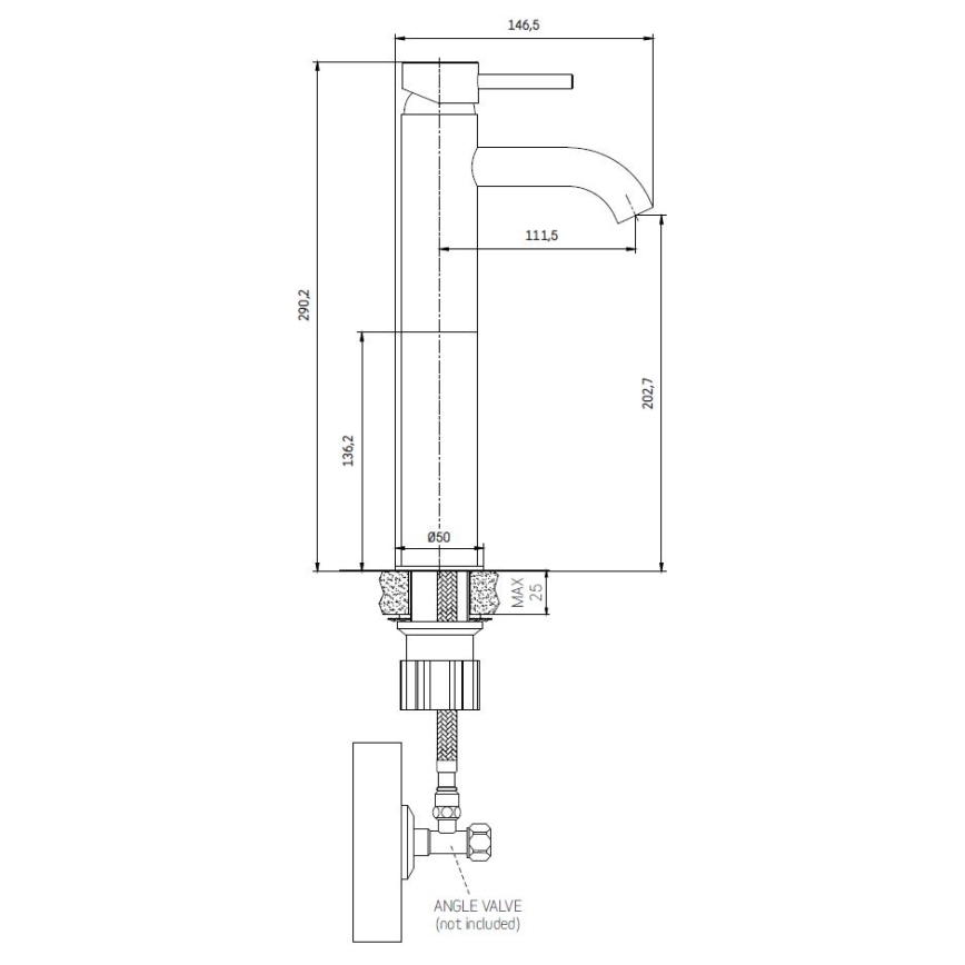 Slavina za umivaonik DRAGOR 29 cm – sjajni mesing