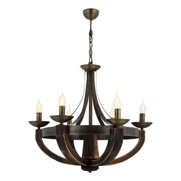 Smeđi luster na lancu KOBE 6xE14/40W/230V