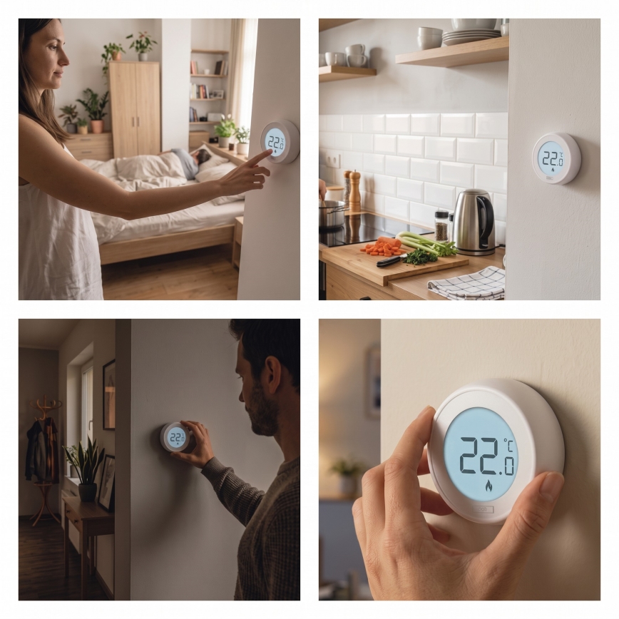 Sobni ručni termostat 230V/6A 2xAA bijeli