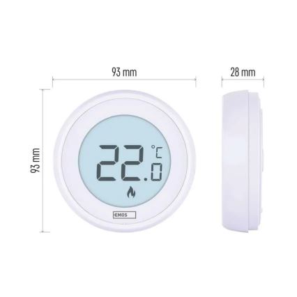 Sobni ručni termostat 230V/6A 2xAA bijeli