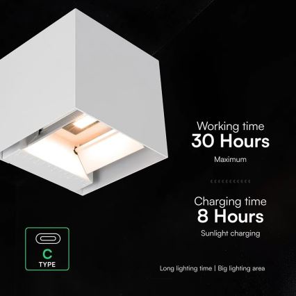 LED solarna zidna svjetiljka sa senzorom LED/9W/3,7V 3000/4000/5000K IP65 2600 mAh bijela