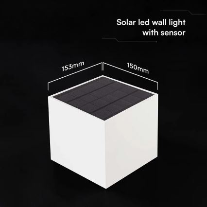 LED solarna zidna svjetiljka sa senzorom LED/9W/3,7V 3000/4000/5000K IP65 2600 mAh bijela