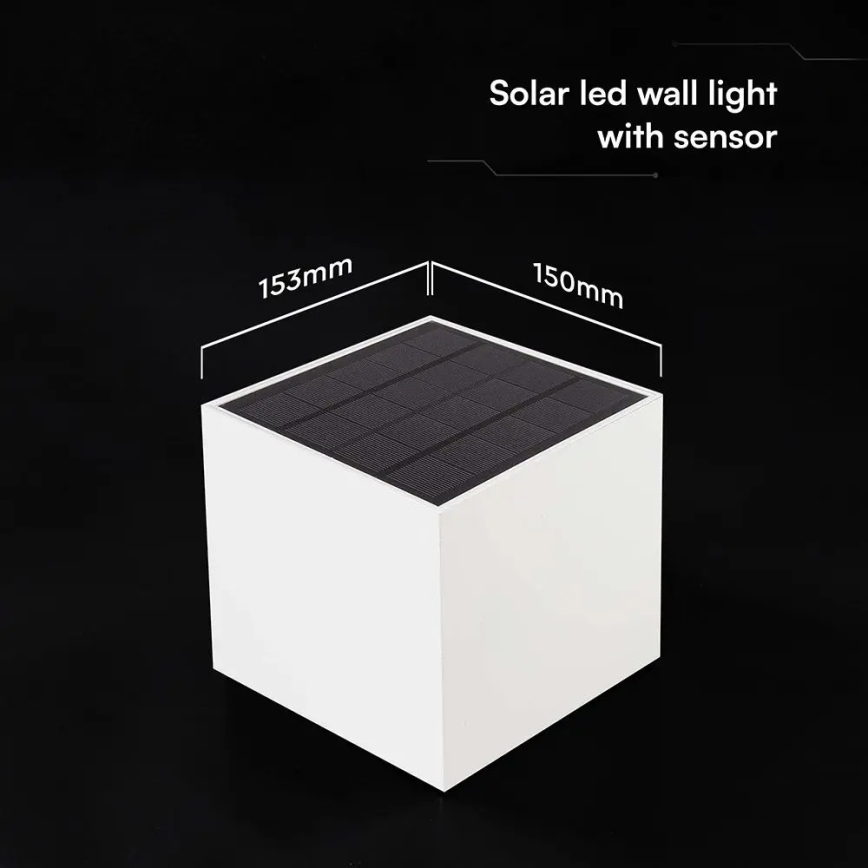 LED solarna zidna svjetiljka sa senzorom LED/9W/3,7V 3000/4000/5000K IP65 2600 mAh bijela