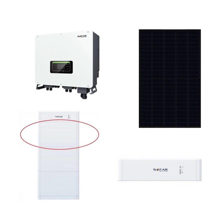 Solarni komplet SOFAR Solar - 20 kWp RISEN Full Black panel + 20 kW SOLAX trofazni inverter + 20 kWh SOFAR baterija s upravljačkom jedinicom akumulatora
