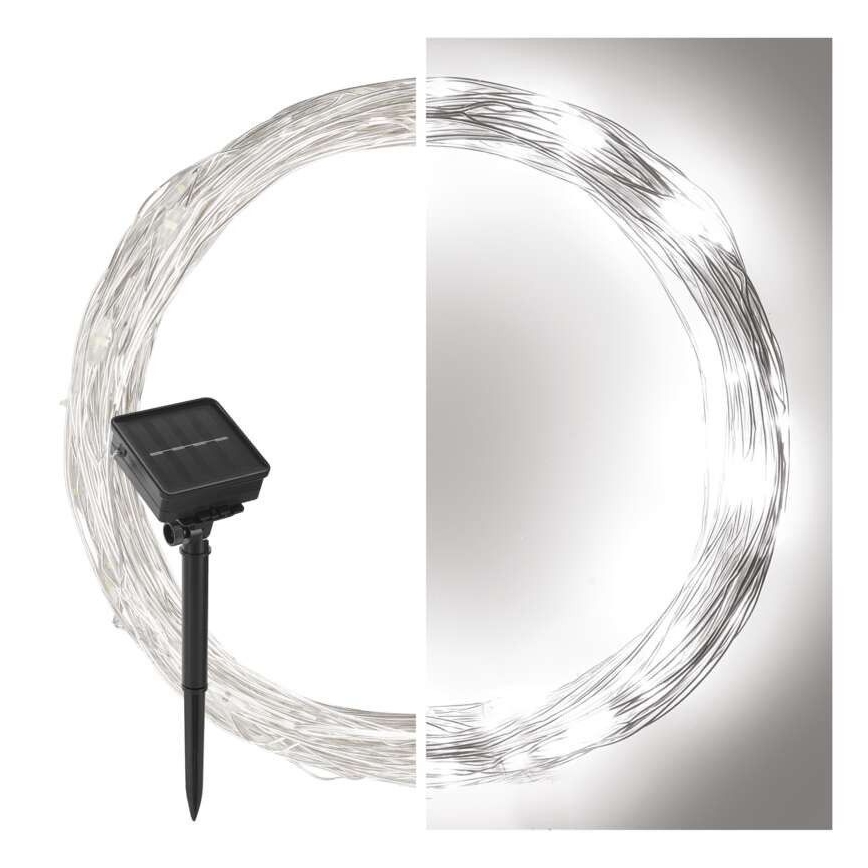 Solarni lanac 120xLED/2,4W/1,2V 12m IP44 600 mAh hladno bijela