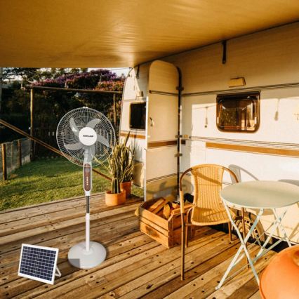 Solarni podni ventilator 15W/4V/230V 120 cm bijeli
