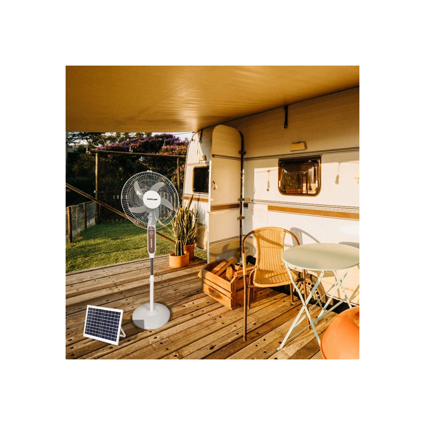 Solarni podni ventilator 15W/4V/230V 120 cm bijeli